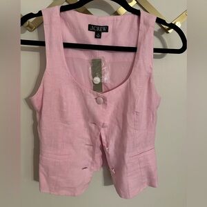 J. crew pink linen vest 00 NWT